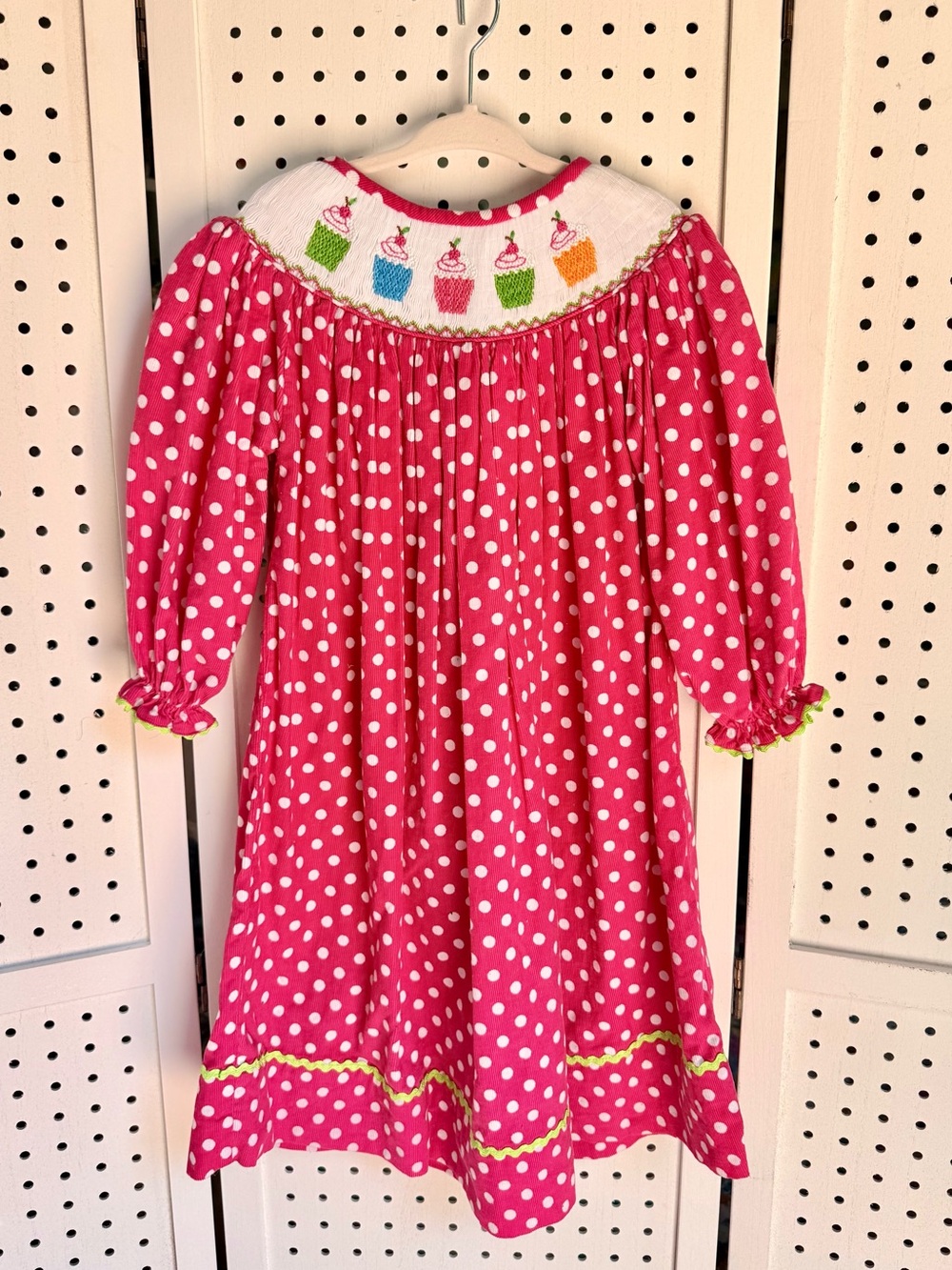 Grandparents Secret 3rd Birthday Pink Corduroy Smocked Cupcake Dress Size 3